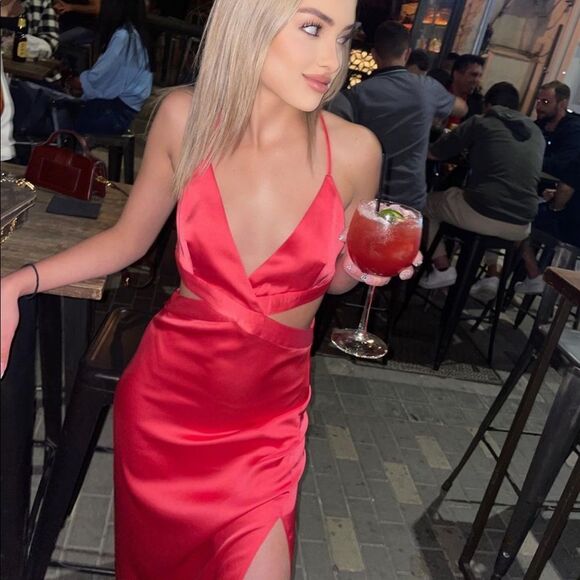 ZARA SATIN EFFECT CUT OUT DRESS - Picture 12 of 16